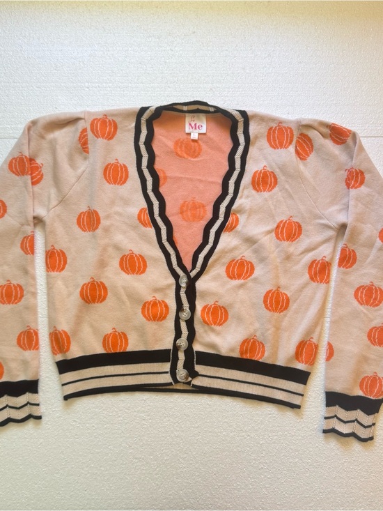 So Me Sweaters - So Me Knit Pumpkin Pattern Cardigan Women's Large